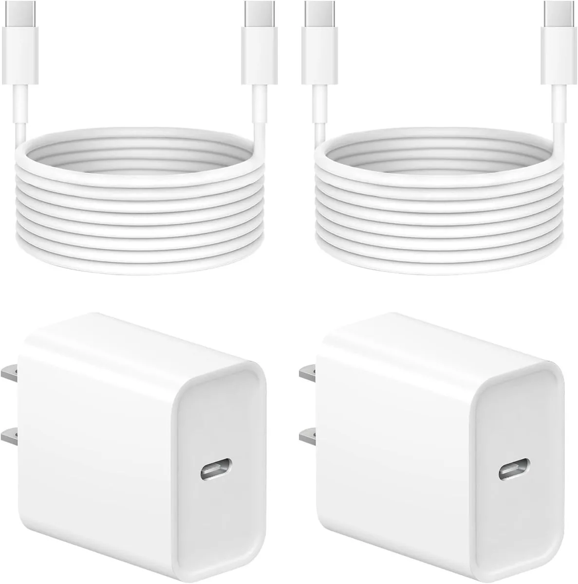 Elestur Elestur 20W USB-C Charger with 6ft Cable 2-pack White — product photo