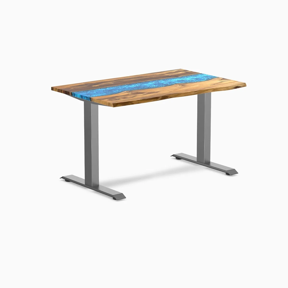 Desky Desky Resin Hardwood Desk Teak Blue River 48 x 30 in Space Gray — product photo