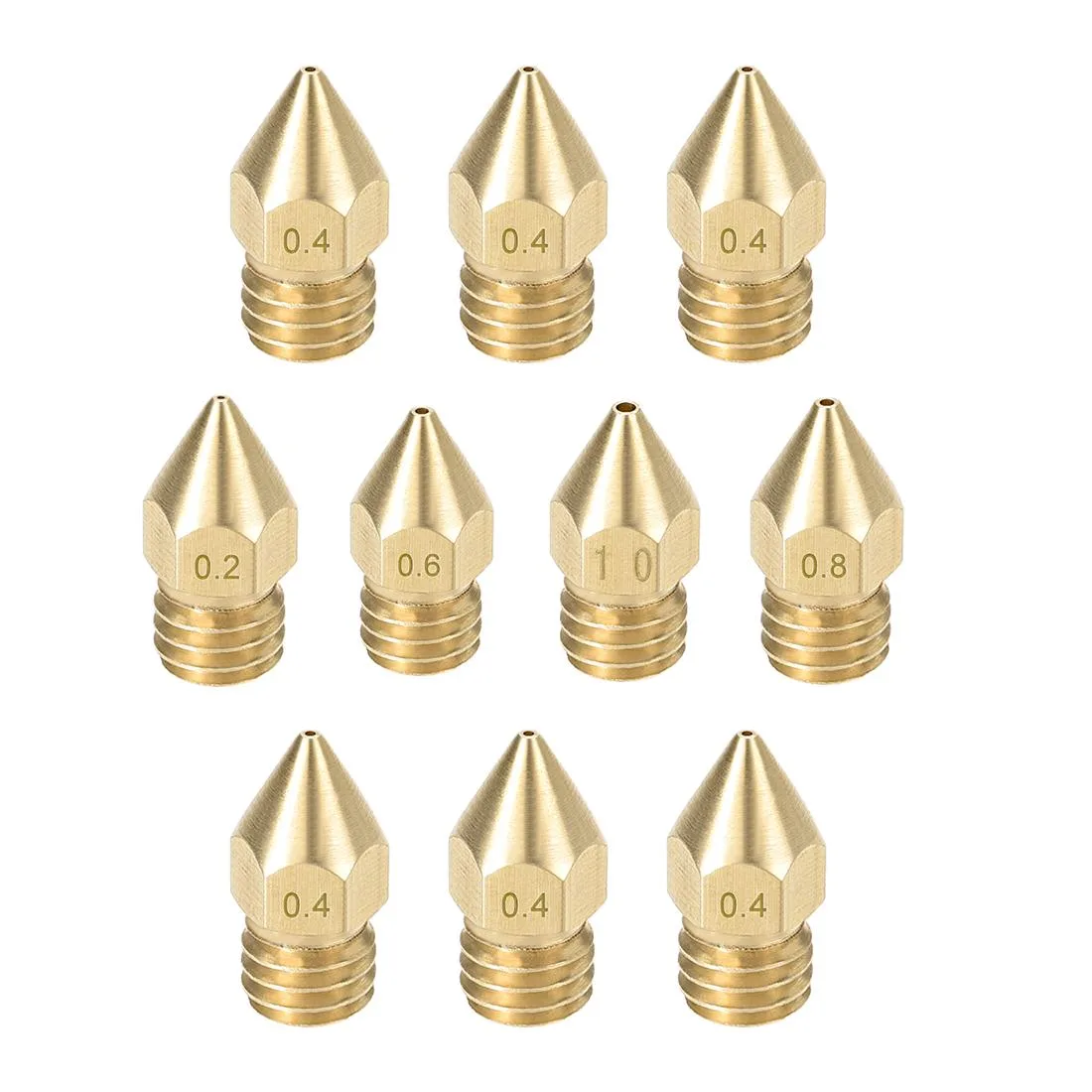 Unique-Bargains Unique-Bargains 3D Printer Nozzle Set MK8 1.75mm Brass 0.2-1mm 10pcs — product photo