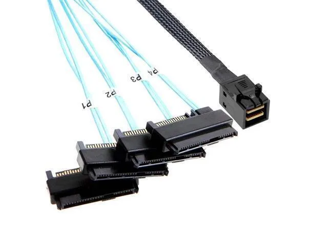 LORDWORLD LORDWORLD Mini SAS HD SFF-8643 to 4x SFF-8482 SAS Cable .5m SATA Power — product photo