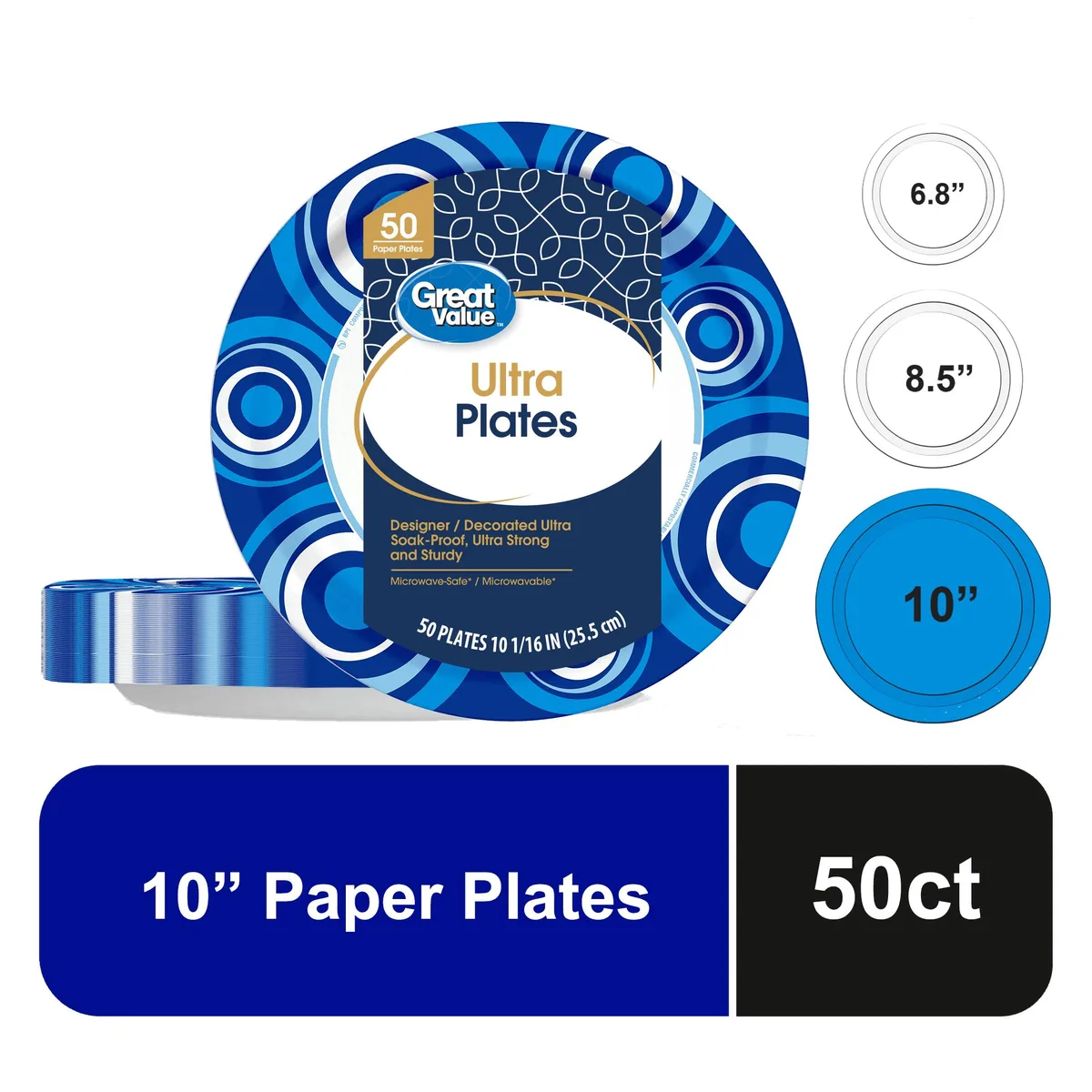 None Continuous None Continuous Disposable Paper Plates 10 in 50 Count — product photo
