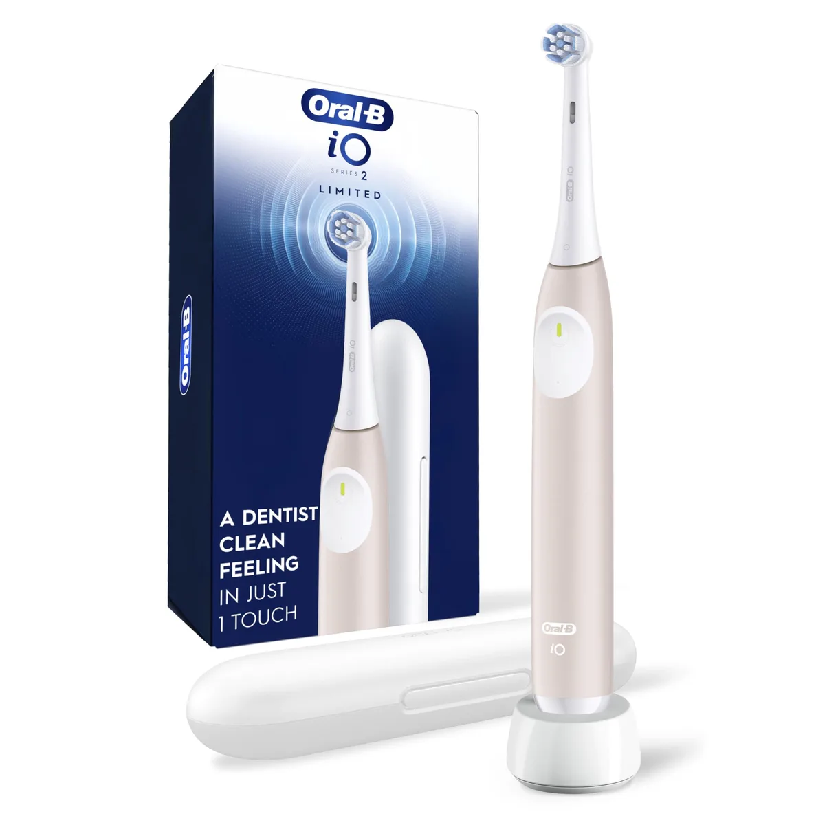 Peach rechargeable electric toothbrush with travel case