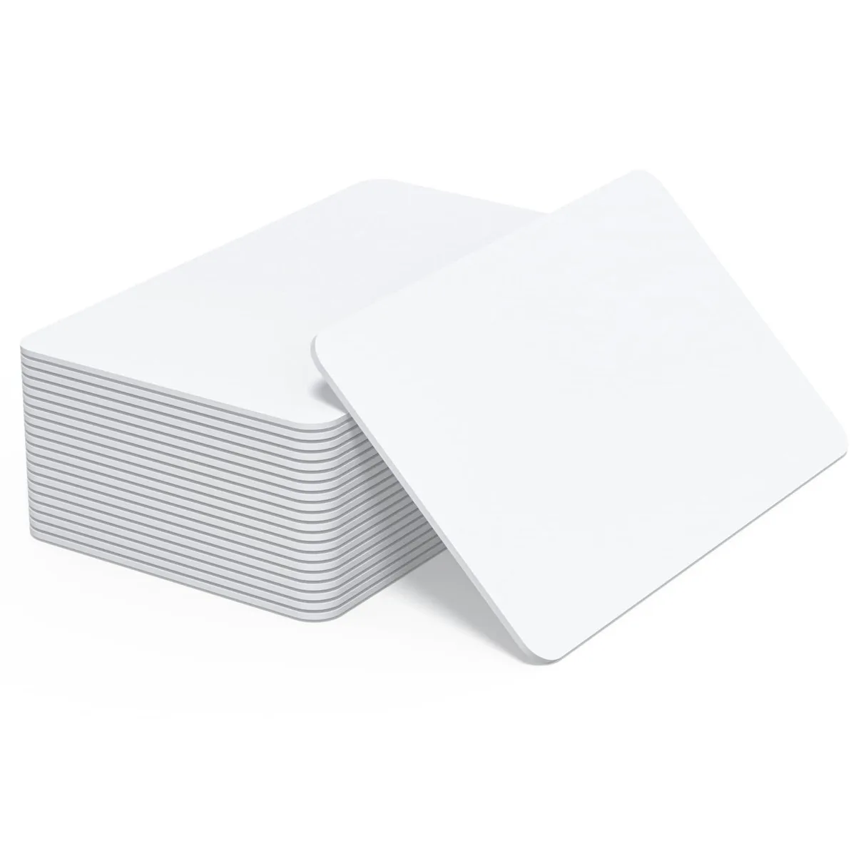 Pack of twelve white rectangular NFC cards CR80 size Pvc finish