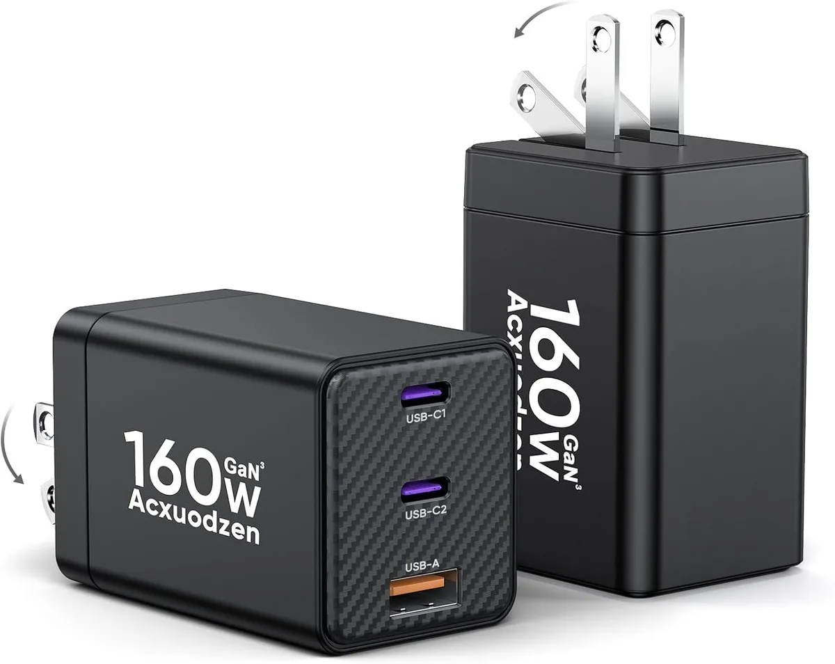 BFKK BFKK USB C Charger 160W 2 Pack GaN Foldable Black — product photo