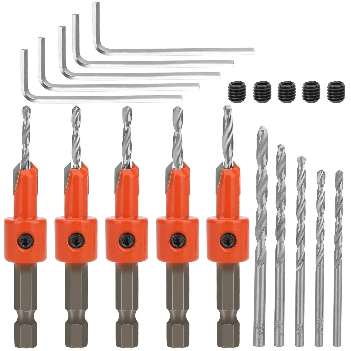 NSI NSI 15Pcs Countersink Drill Bit Set 2.5 2.8 3 3.2 3.5mm Orange — product photo