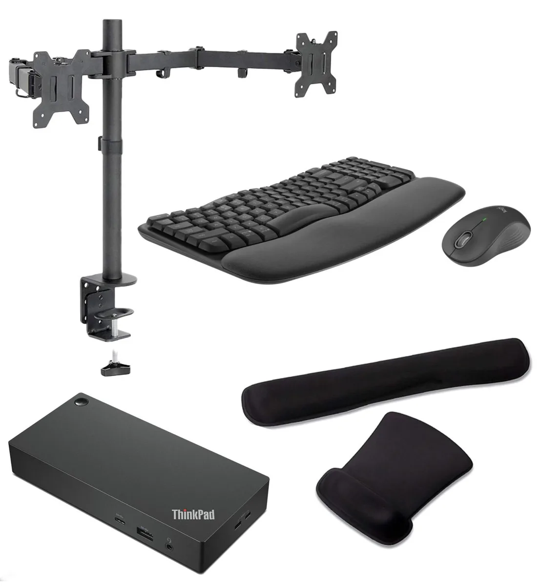 Lenovo Lenovo ThinkPad Universal Thunderbolt 4 Dock 100W Bundle: MK670 Keyboard, Mouse, Dual Stand, Gel Pad — product photo