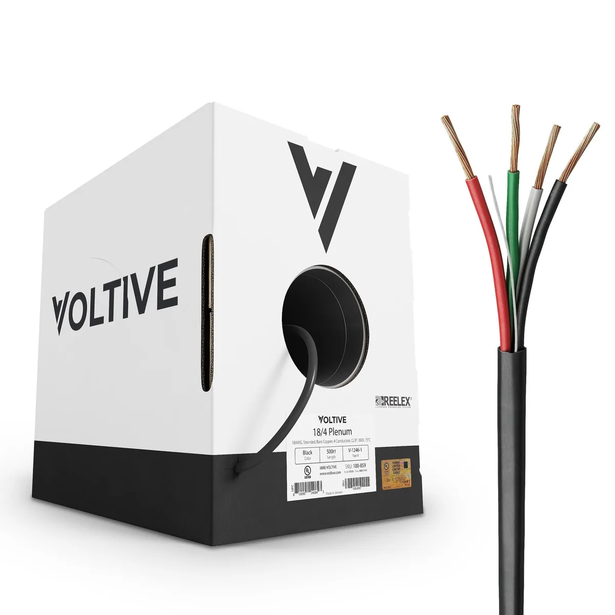 BESIGN BESIGN 18AWG 4-Conductor Plenum CL3P Wire 500ft Black — product photo