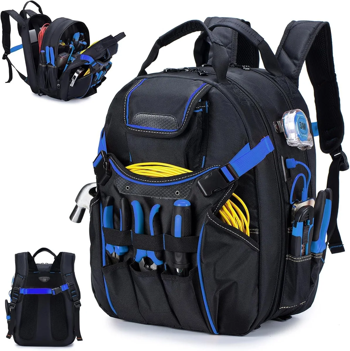 BFKK BFKK Tool Backpack 52 Pockets 15.6in Laptop Compartment Blue — product photo
