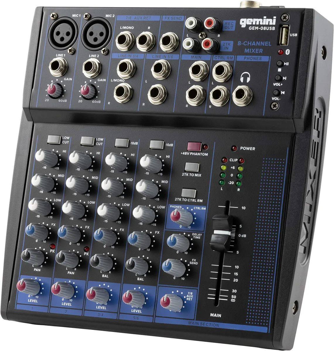  Gemini GEM-08USB 8-Channel Bluetooth Audio Mixer — product photo