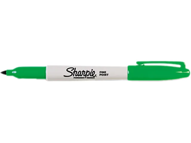 Box of twelve green Sharpie fine-point permanent markers
