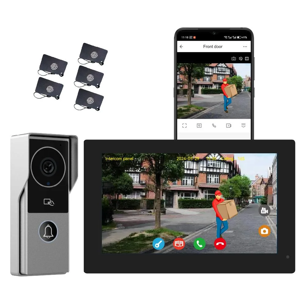 visiPower visiPower 2-pin Wired 2MP 1080P 7" WiFi Monitor Doorbell Intercom Silver Black Home Safety — product photo