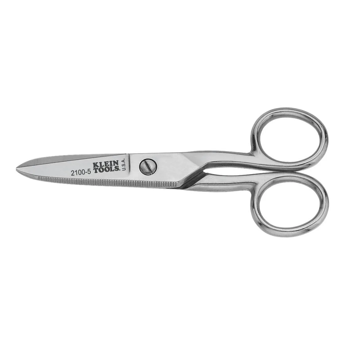 Klein Tools 5 1/4 inch electrician scissors with nickel plated steel finish