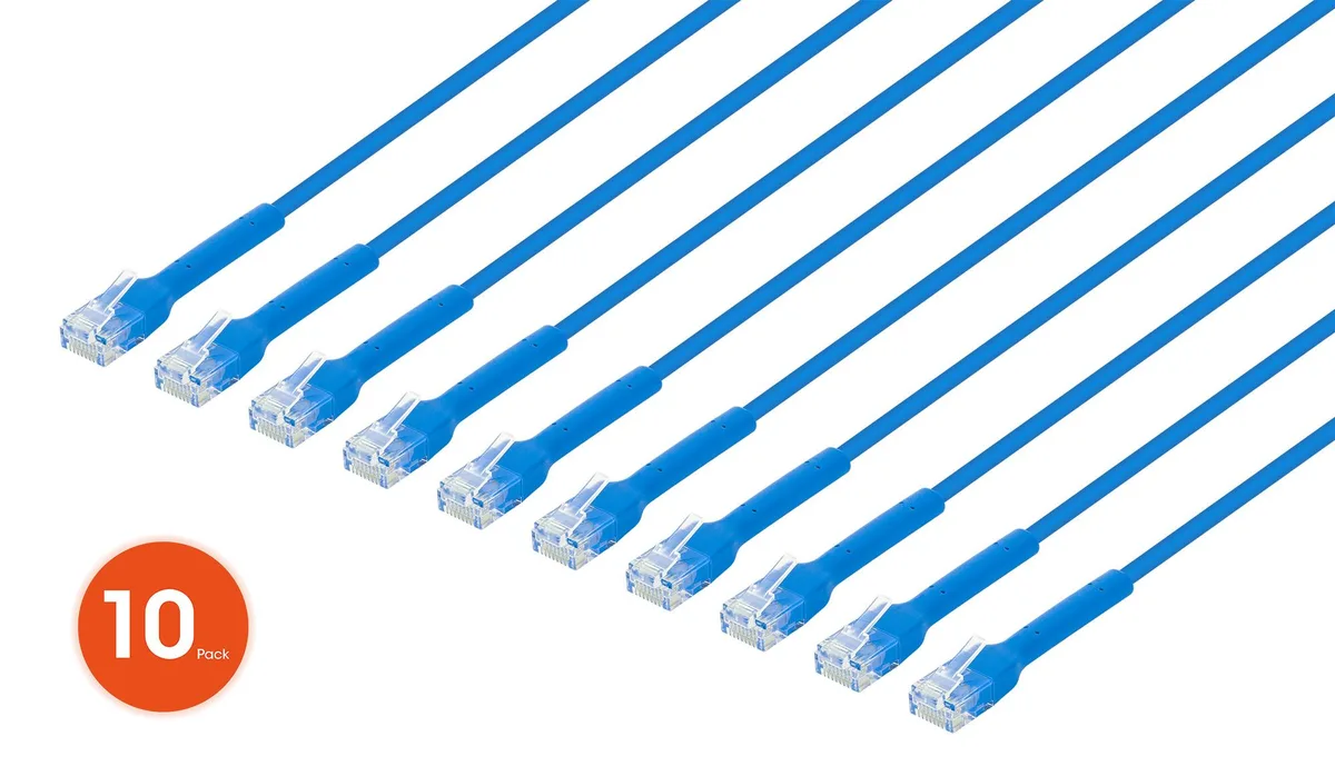 Intellinet Network Solutions Intellinet Network Solutions 745246 network ethernet cable Cat6 U/UTP 3 ft Blue 10-Pack 32 AWG — product photo