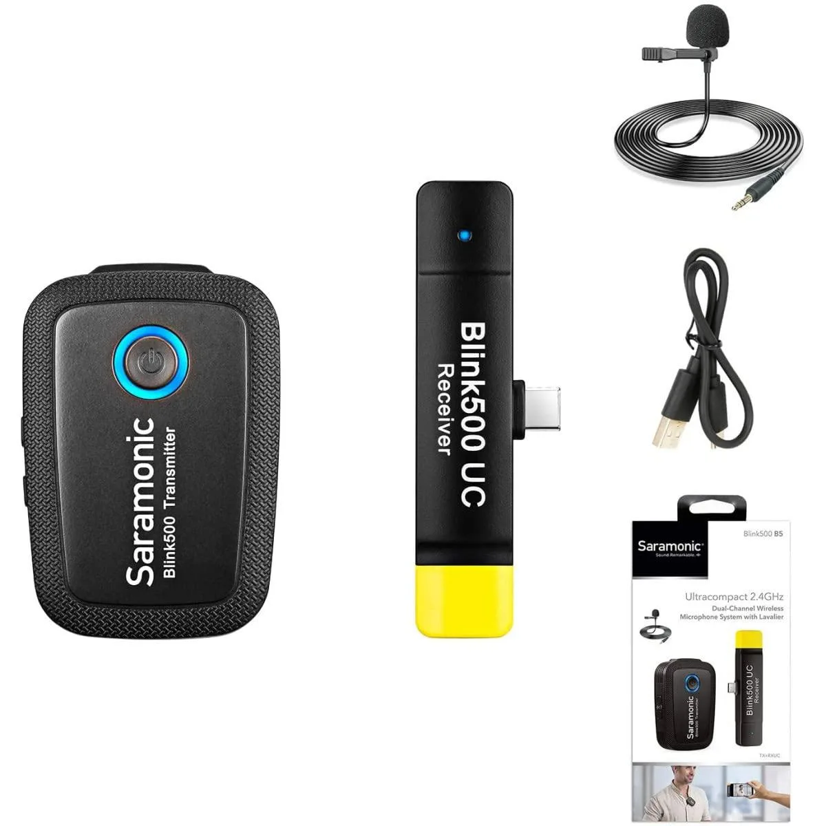 LORDWORLD LORDWORLD Blink 500 2.4GHz Wireless Lavalier System USB-C Dual Receiver Android Black — product photo
