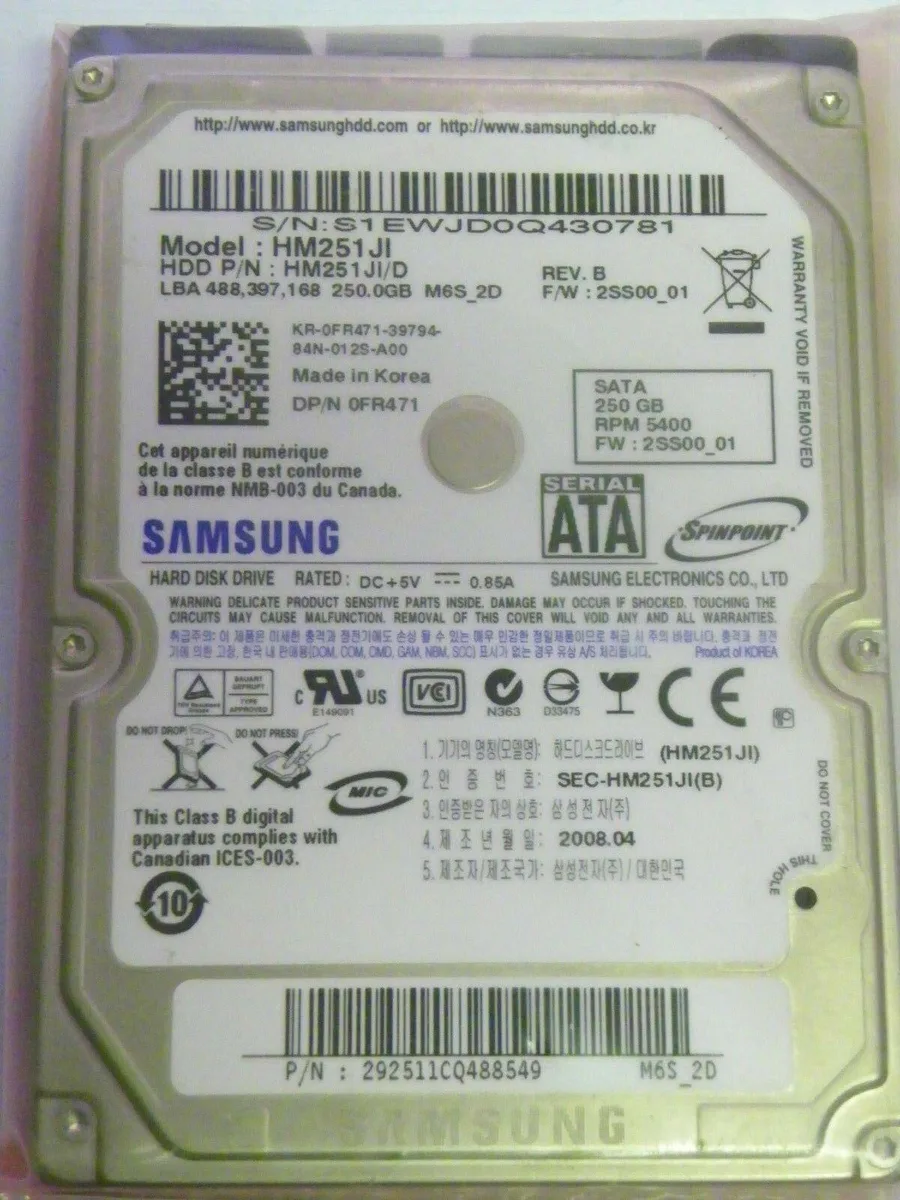 SAMSUNG SAMSUNG HM251JI 250GB 2.5" SATA internal hard drive — product photo