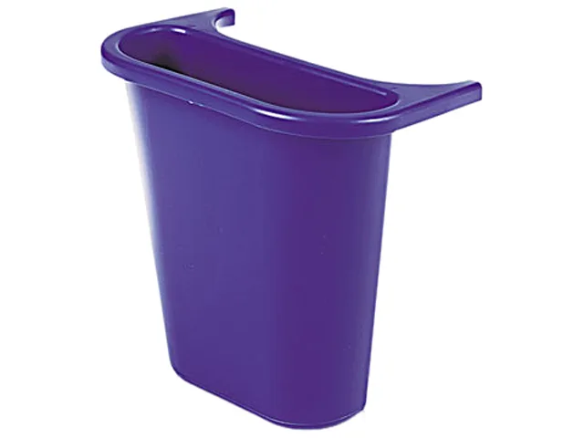 Small blue plastic recycling bin with curved sides