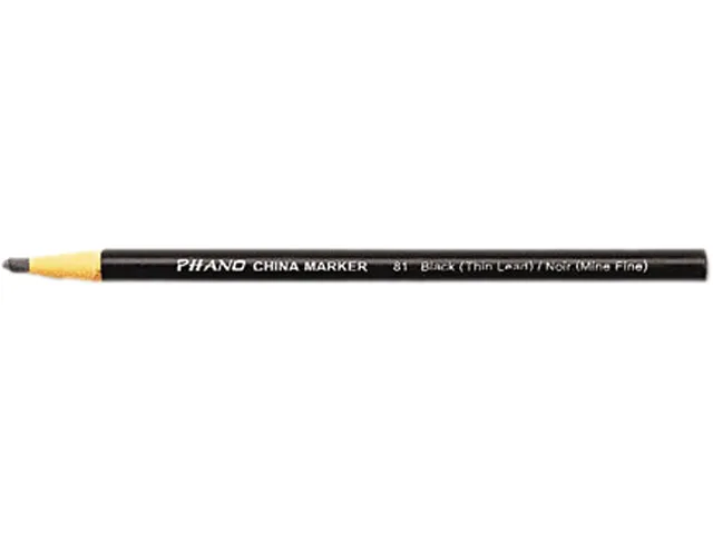 Paper-wrapped China markers, thin black leads, box of 12