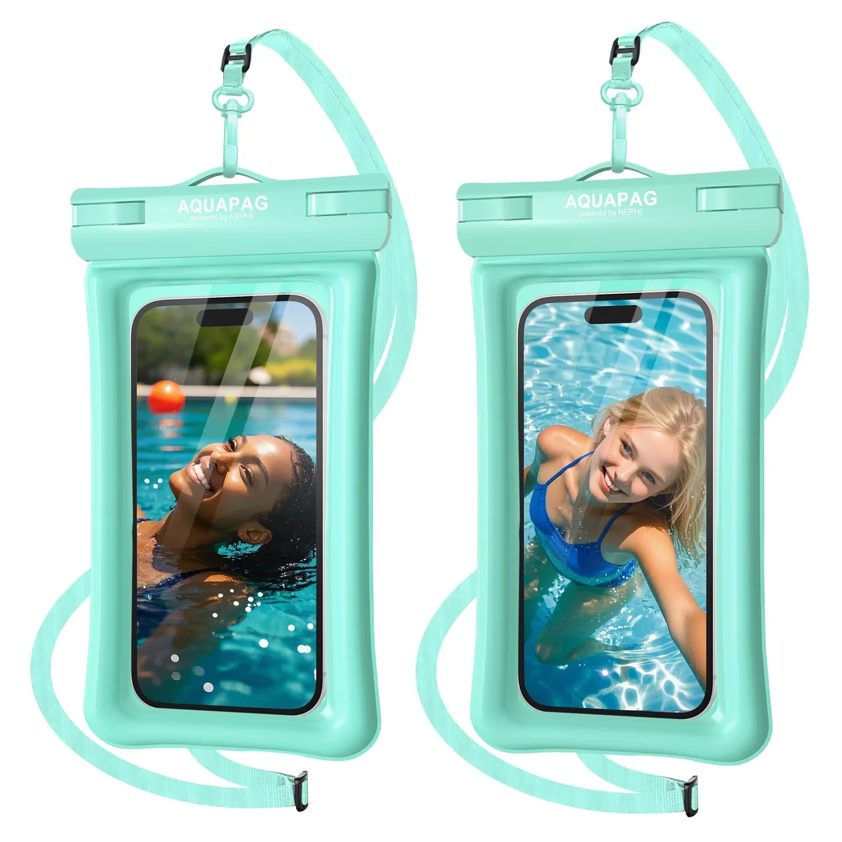 No Sew No Sew IPX8 Waterproof Phone Case Aqua Green 2 Pack 8.0 — product photo