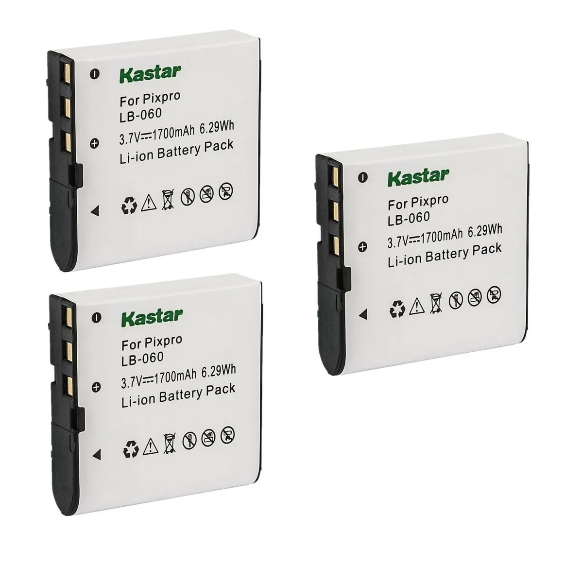 Kastar Kastar LB-060 3-pack camera battery 1700mAh 3.7V — product photo