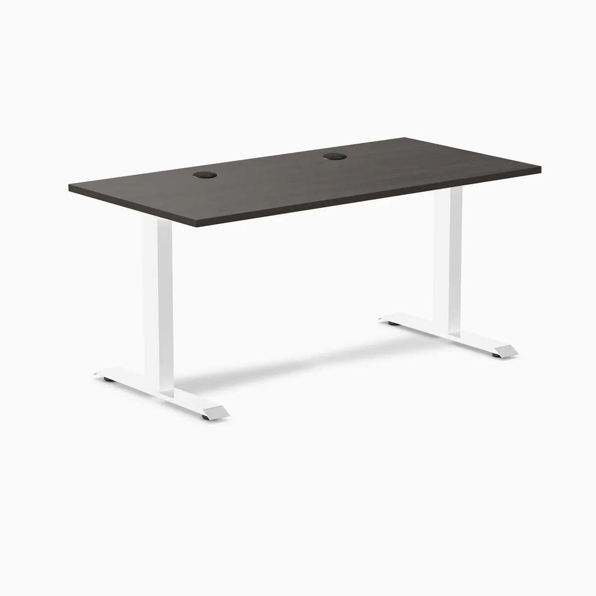 Desky Desky Zero Laminate Desk Burnished Wood White 59 x 29.5 in — product photo