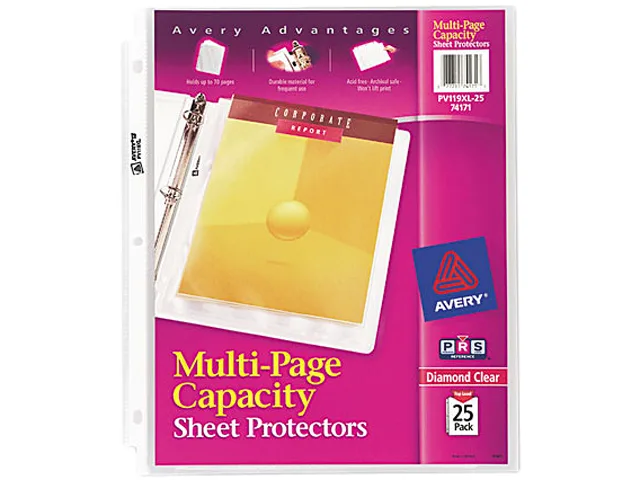Avery Avery 74171 Diamond Clear Sheet Protectors 25 Pack 50 Sheet Capacity 8-1/2 x 11 — product photo