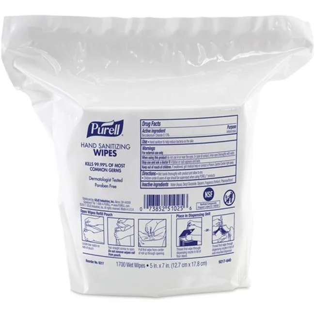 GOJO GOJO 921702 Purell Hand Sanitizing Wipes Dispenser Refill, White, 21 lbs — product photo