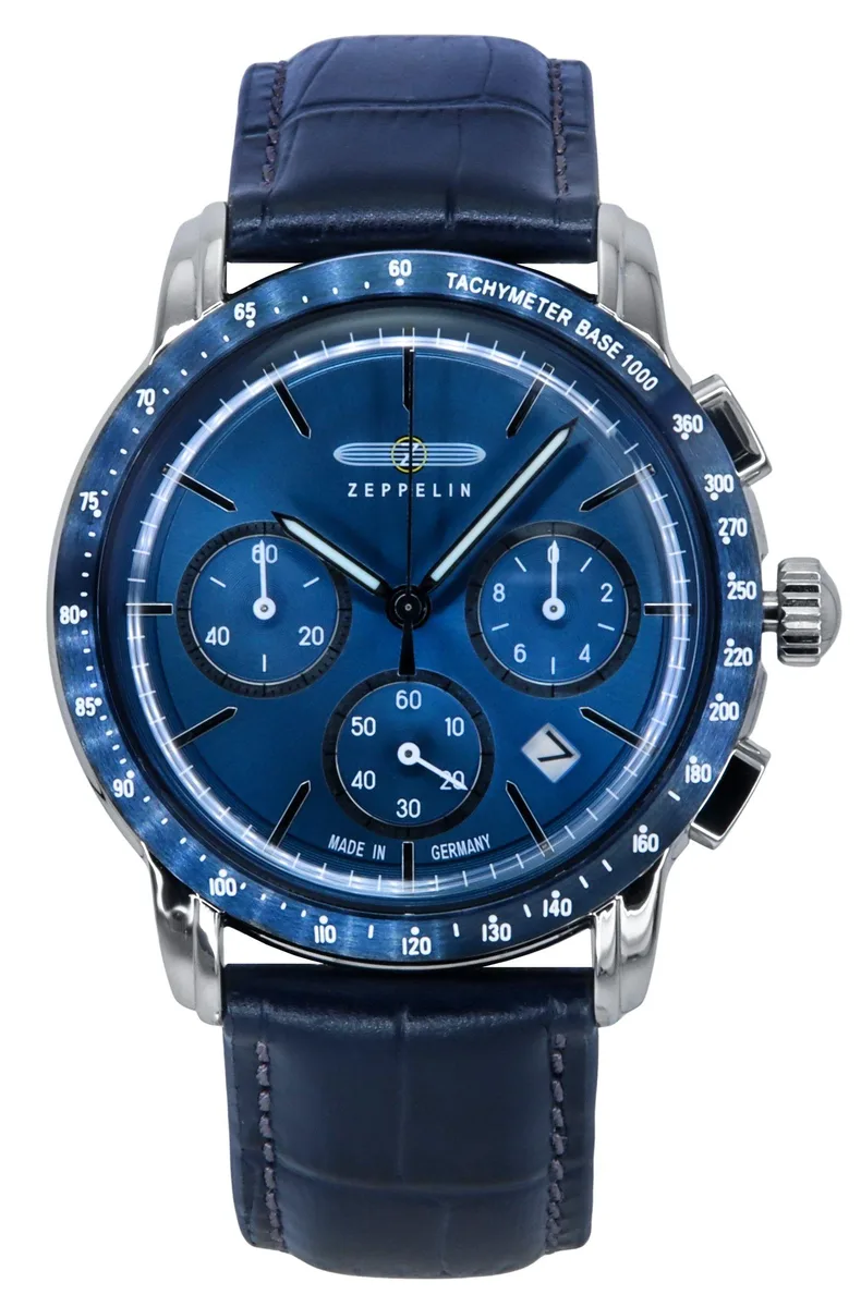 Graf Zeppelin Graf Zeppelin New York Chronograph 88783 Blue Dial Leather Strap Watch — product photo