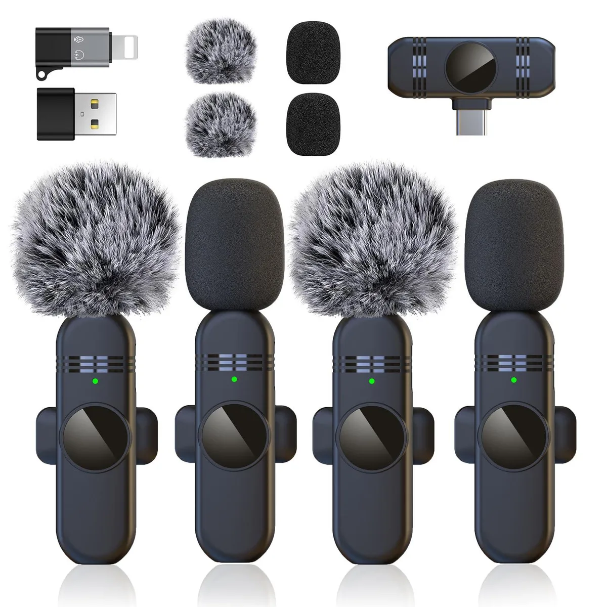 4 Wireless Lavalier Microphones 48kHz 24Bit — product photo