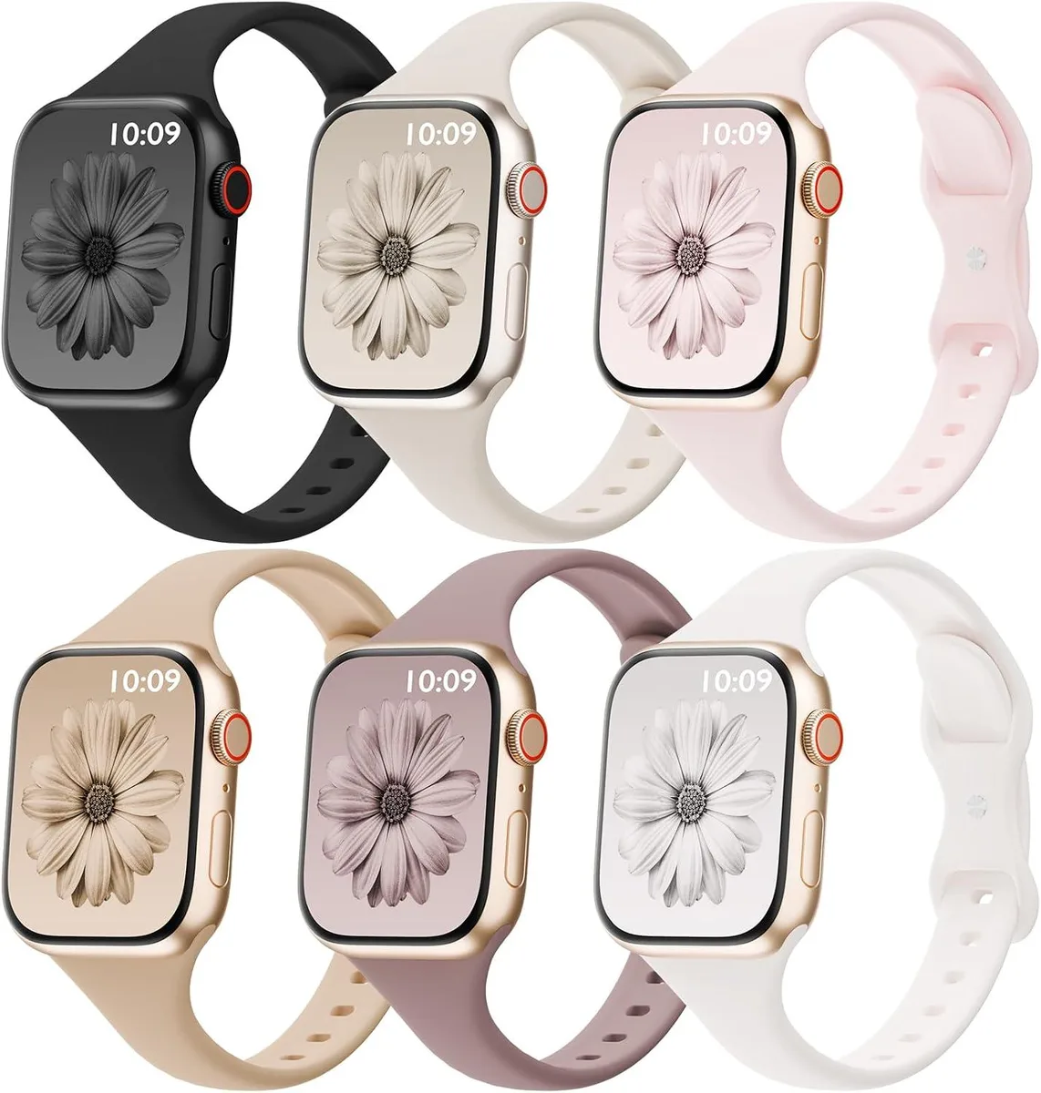 ETEIZU ETEIZU 6 Pack Slim Silicone Watch Bands 38/40/41/42/44/45/46/49mm — product photo