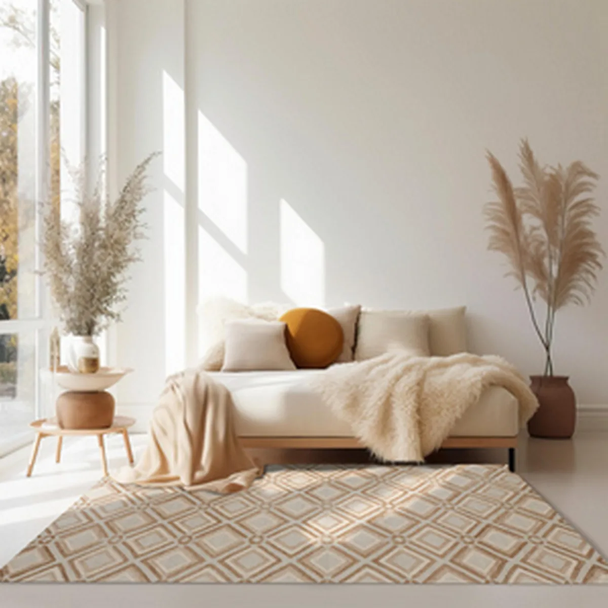 EORC EORC Handmade Wool Brown Geometric Raga Rug 5' x 8 — product photo