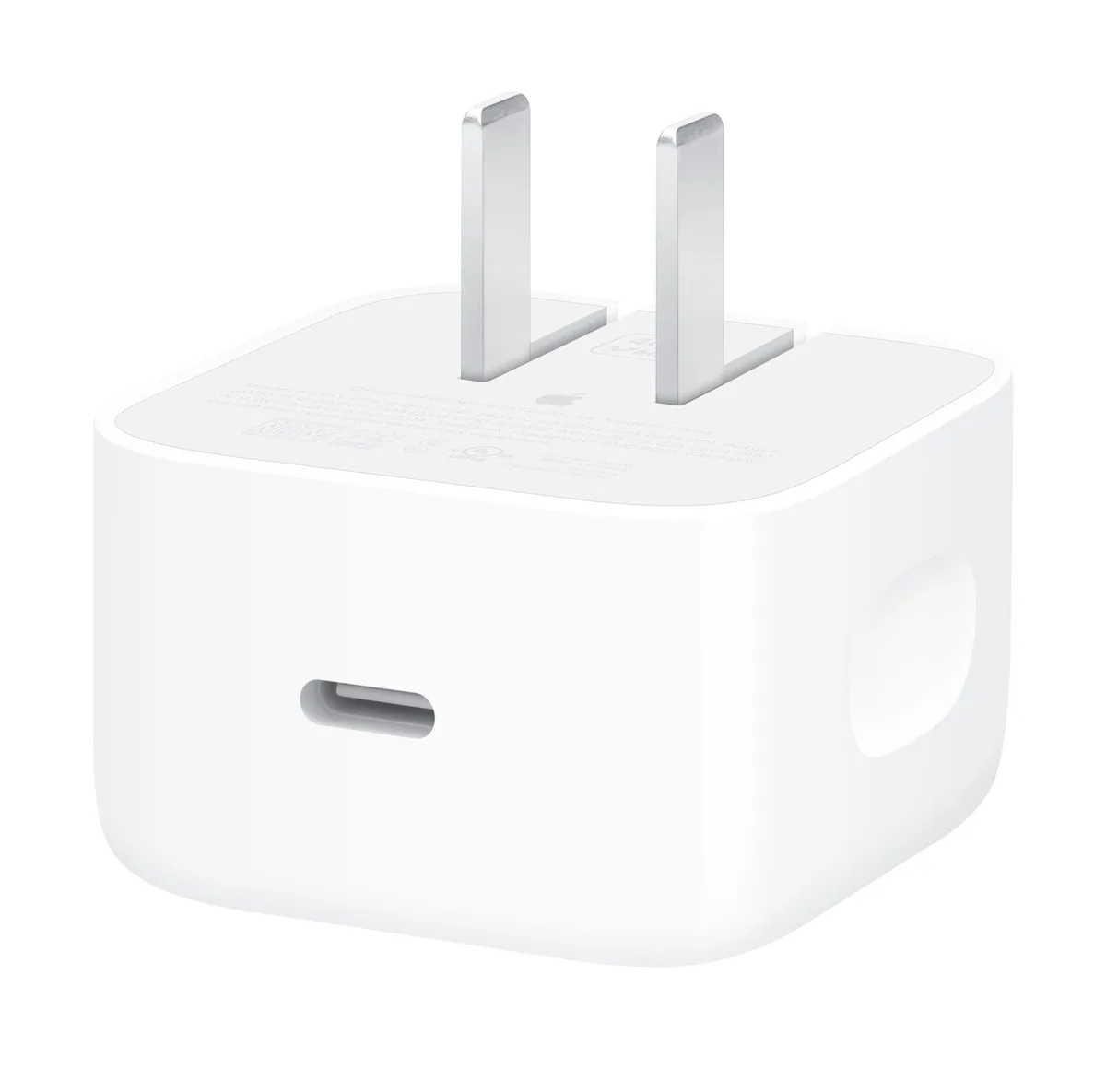 White compact USB-C power adapter with folding prongs
