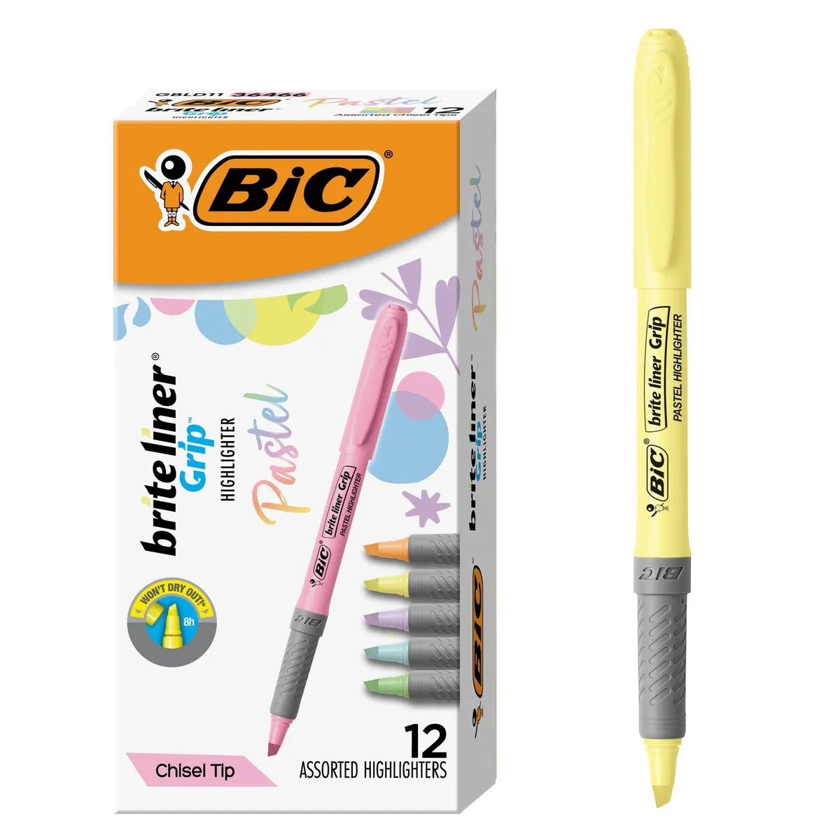 BIC Brite Liner Grip Pastel Highlighter 12-Count — product photo