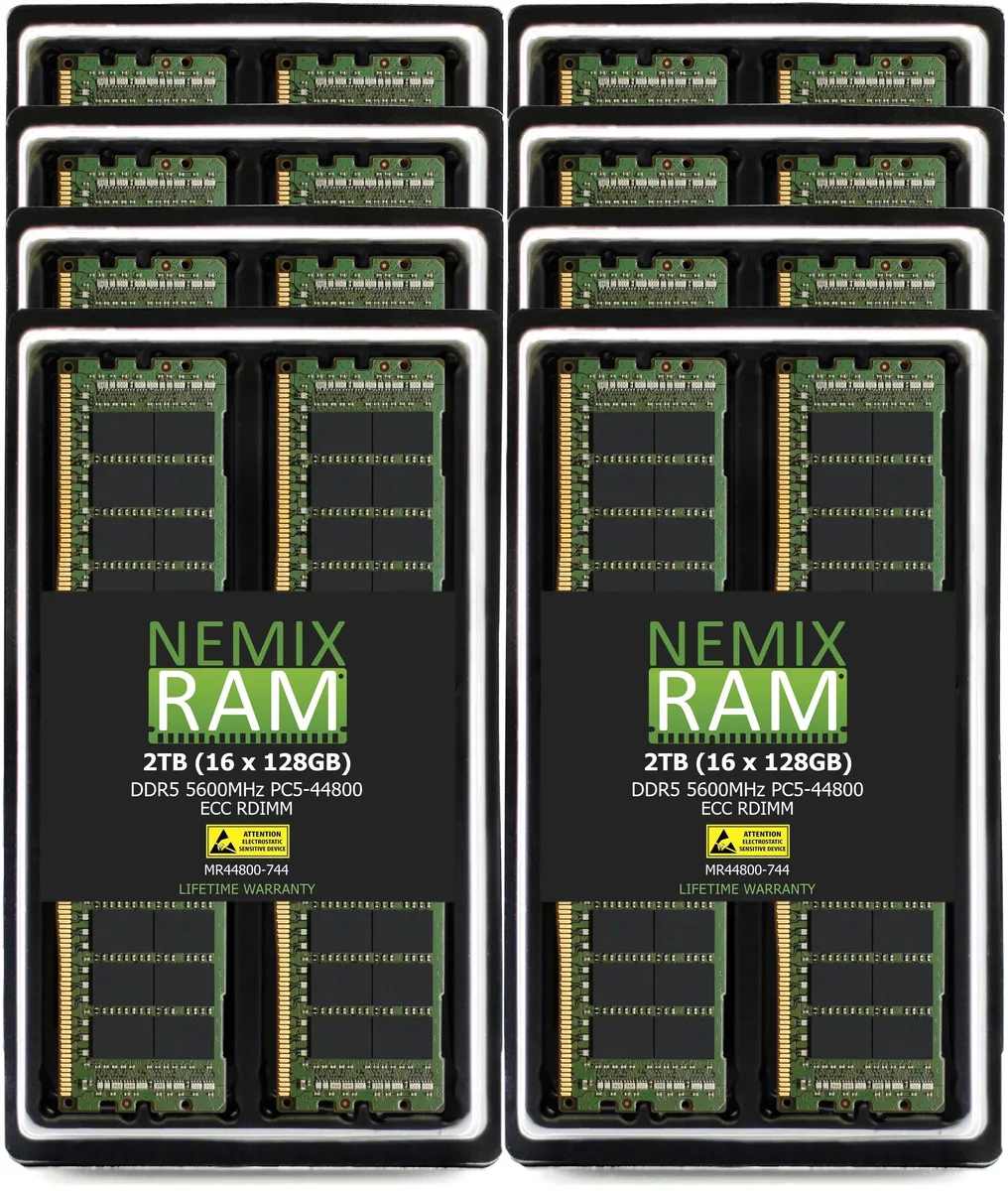 NEMIX RAM NEMIX RAM 2TB (16×128GB) DDR5 5600 CL46 4Rx4 ECC RDIMM memory upgrade for Lenovo ThinkSystem SR780a V3 — product photo