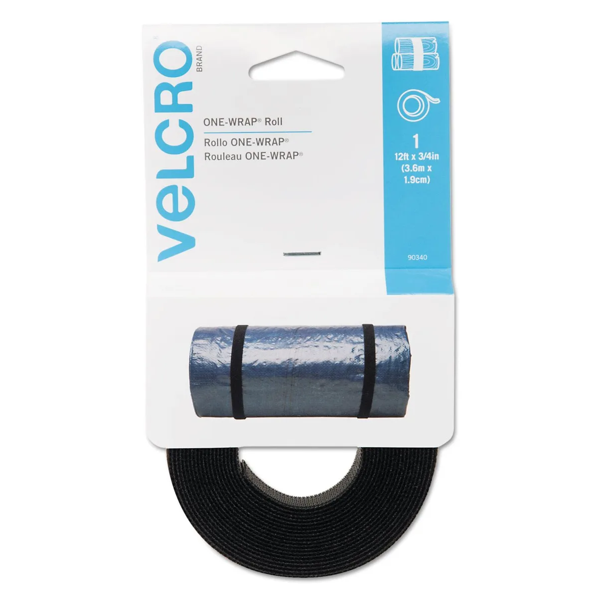 Velcro Velcro 90340 ONE-WRAP Fastener Roll 0.75" x 12.00 ft Black — product photo