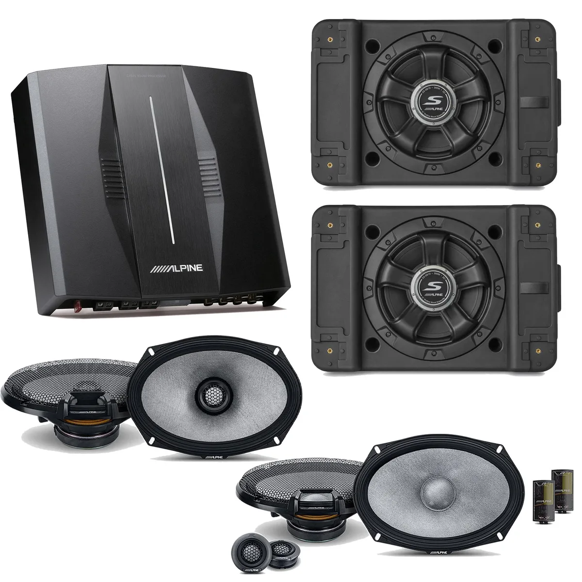 Alpine Alpine PXE-C80-88 OPTIM8 Bundle: Amplifier, (2) SS-SB12 Subwoofers, R2-S69C &amp; R2-S69 Speakers — product photo