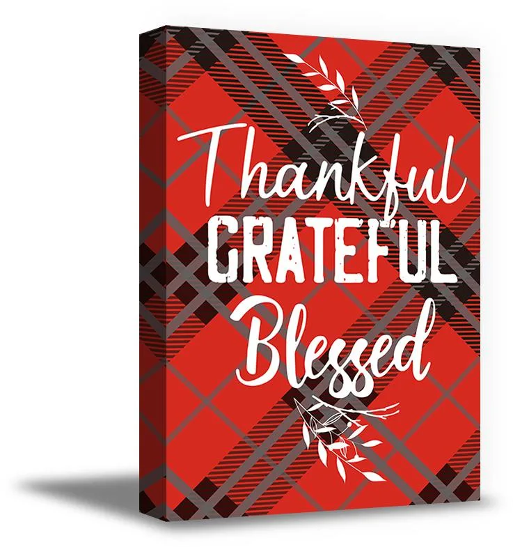 Framed canvas wall art, 8 by 10 inches, Thanksgiving text design
