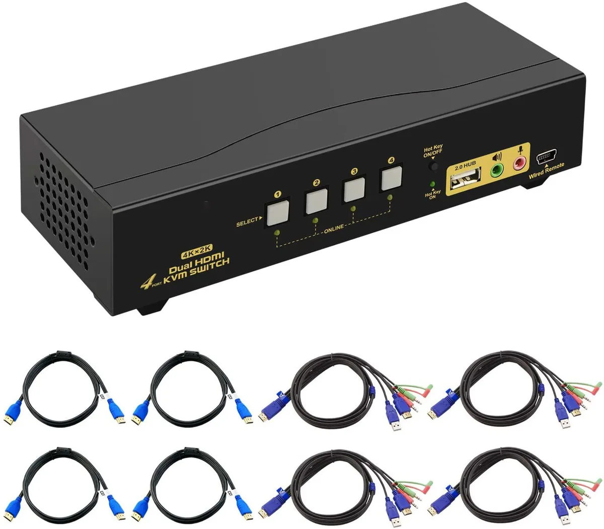 CKLau CKLau 2-Port Dual Monitor HDMI KVM Switch 4K 30Hz — product photo