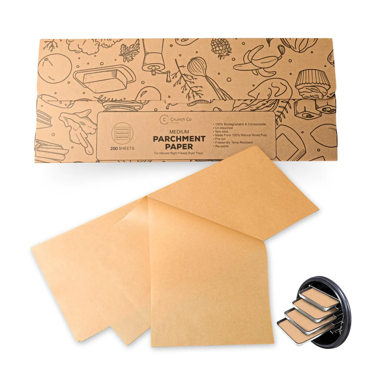 A stack of 200 natural parchment sheets 17.25 by 6.87 inches