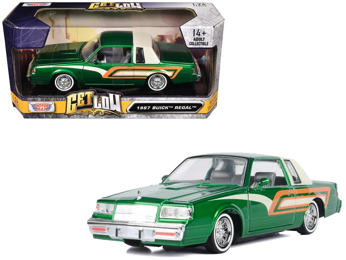 MOTORMAX MOTORMAX 1987 Buick Regal 3.8 SFI Turbo Green Metallic Cream Get Low 1/24 Diecast hobby collectible — product photo