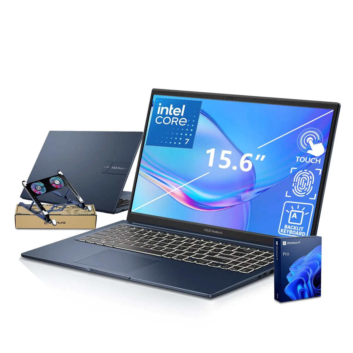 ASUS ASUS Vivobook 15 laptop Core 7 150U 24GB DDR5 1TB SSD Blue PCO cooler — product photo