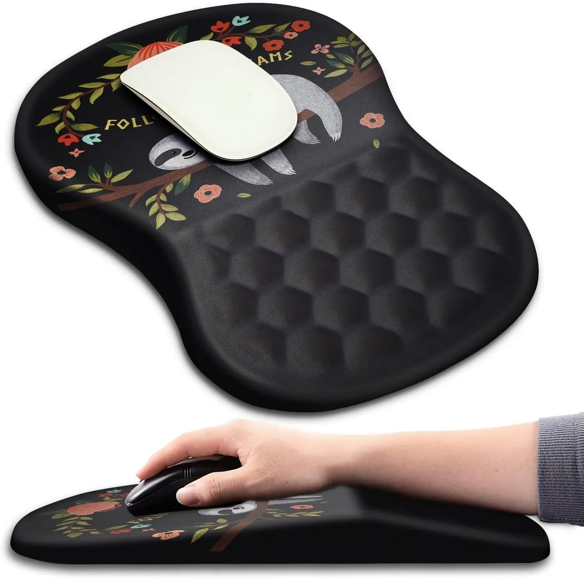 Brainwavz Brainwavz Ergonomic Mouse Pad Wrist Rest 12x8 inch Cute Sloth — product photo