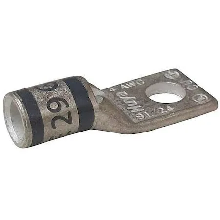 Copper compression lug, one hole, long barrel, gray finish