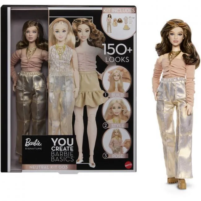Barbie Barbie JJX37 You Create Basics Neutral Kit 003 accessory with 3 heads 2 outfits 150+ looks — product photo