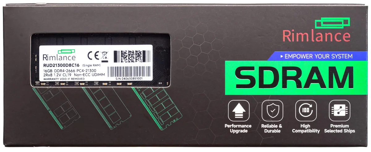 RIMLANCE RIMLANCE RUD21300D8C16 16GB DDR4 2666 CL19 1.2V desktop RAM — product photo