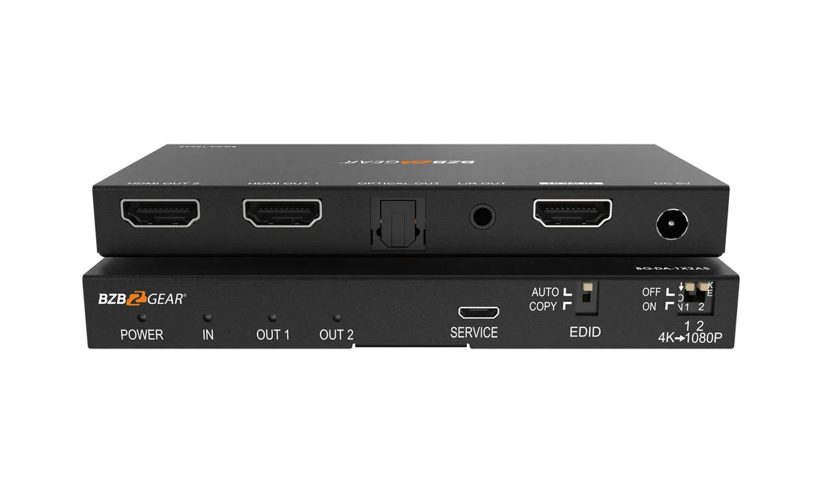 BZBGEAR BZBGEAR BG-DA-1X2AS 1x2 4K60 HDMI Splitter with Downscaler and Audio Extraction — product photo