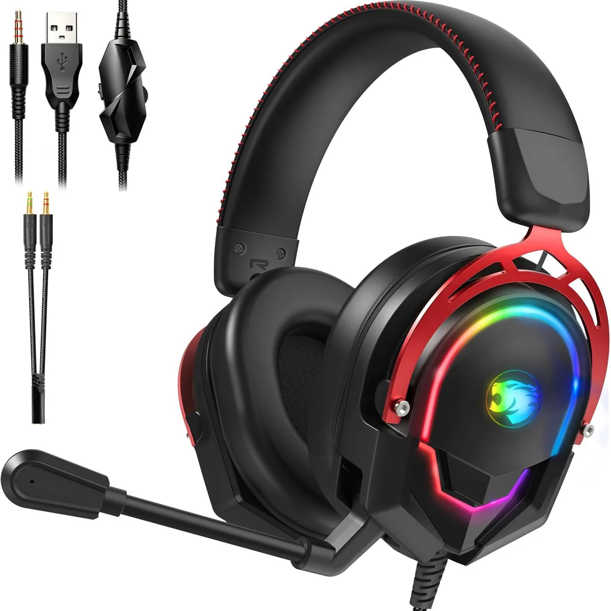  IYGR K98 Pro 50 mm Wired Gaming Headset Black/Red RGB — product photo