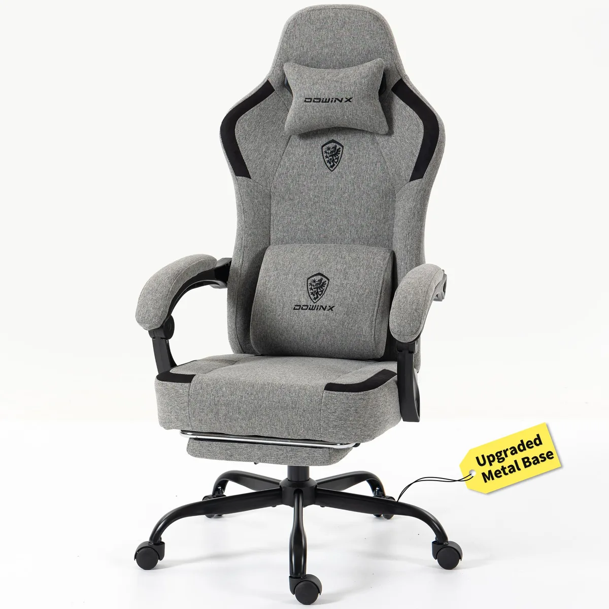 Dowinx Dowinx LS-66D57H gaming chair, 135° recline, gray fabric — product photo