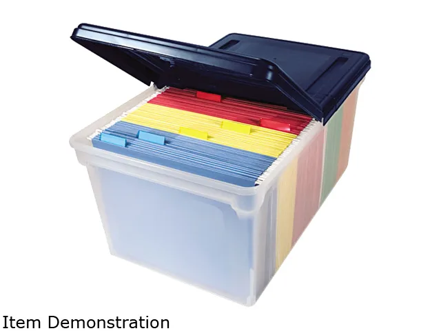 Innovative Storage Designs Innovative Storage Designs 55797 Letter File Tote with Lid 23.5 x 14.5 x 11.3 Clear Navy — product photo