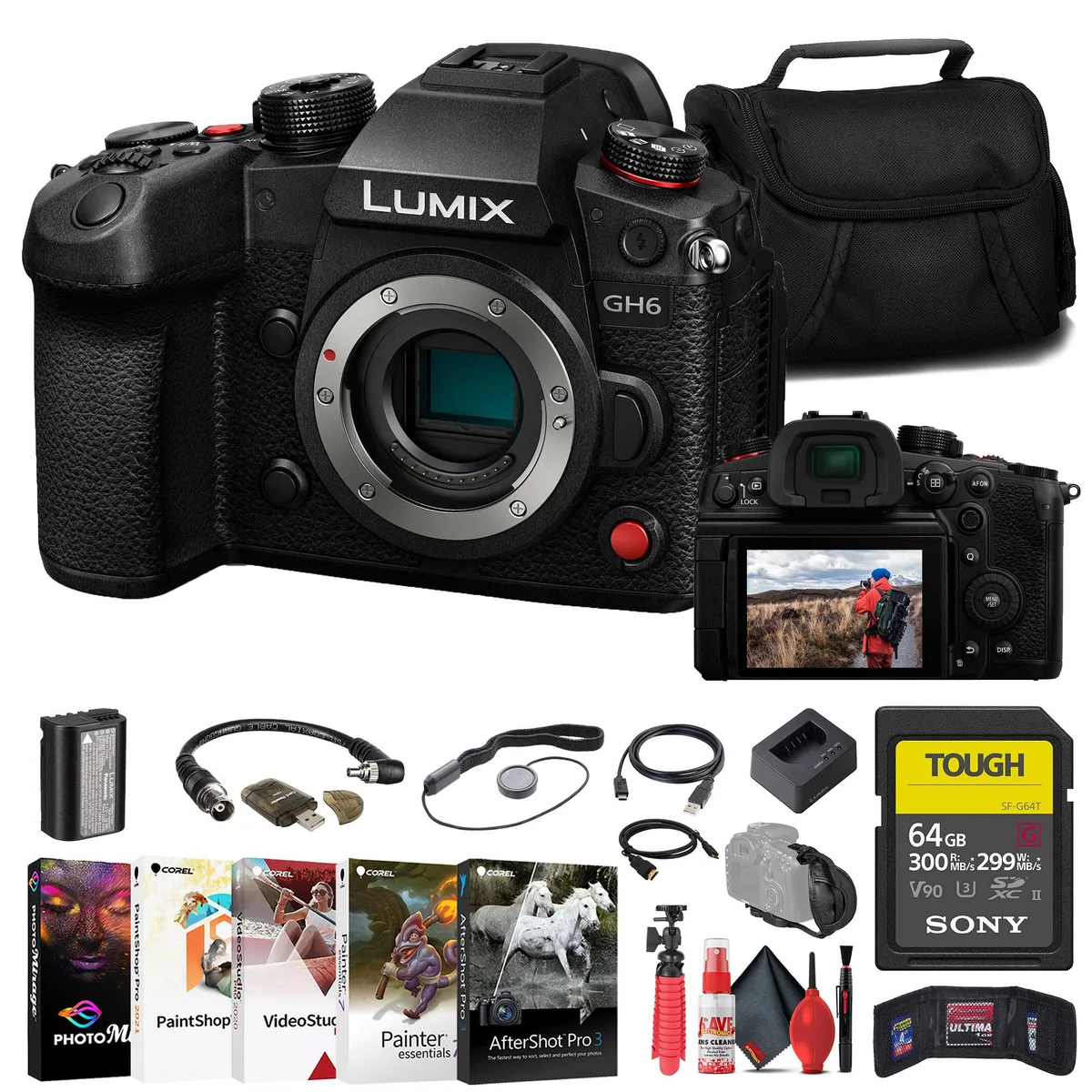 Panasonic Panasonic Lumix GH6 Mirrorless Camera Kit with 64GB TOUGH SD Card — product photo