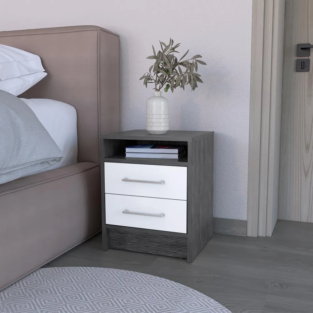 tuphen tuphen Nightstand Cartiz Two Drawers 19.9" Smokey Oak White — product photo